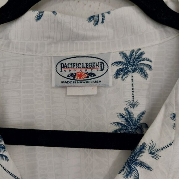 Pacific Legend Men's White Tropical Hawaiian Shirt Short Sleeve Palm Trees 3XL - Picture 3 of 9